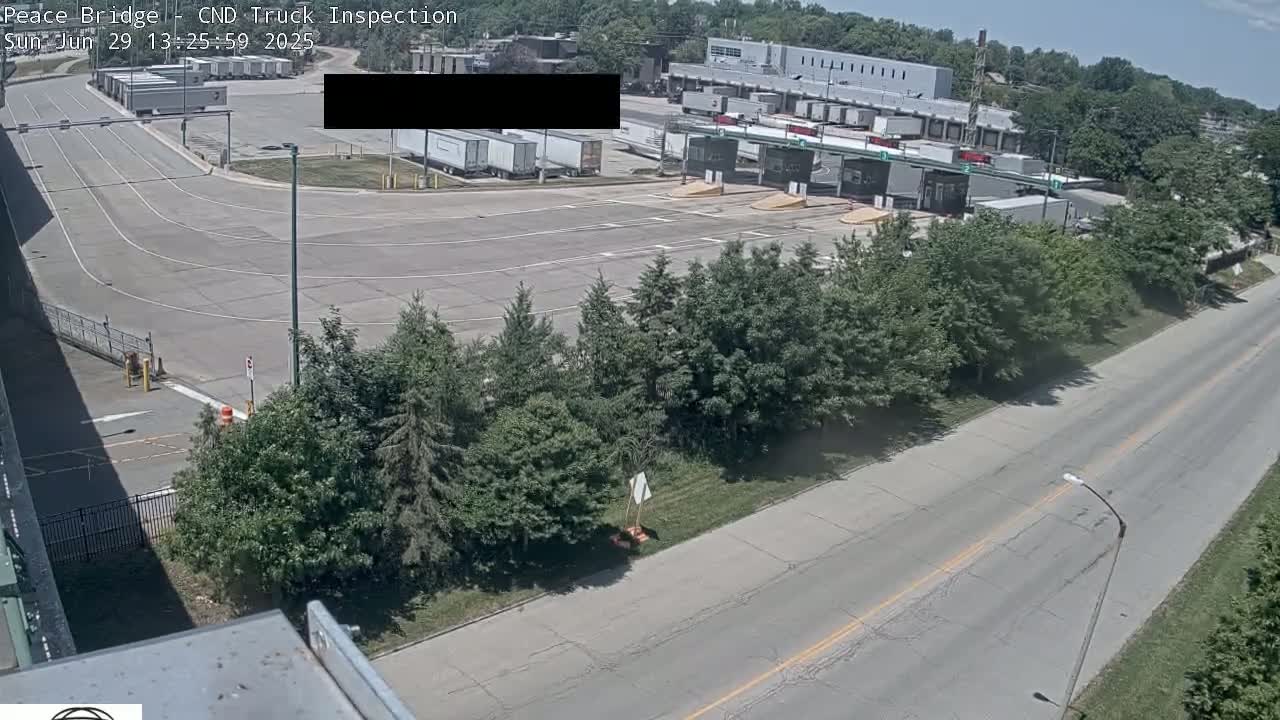 Fort Erie, Peace Bridge Canada Bound Truck Border Crossing Check Toll Booth Live Cam -Fort Erie, Niagara, Ontario, Canada