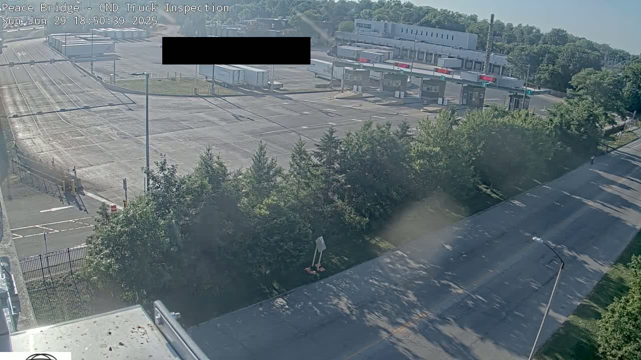 Fort Erie, Peace Bridge Canada Bound Truck Border Crossing Check Toll Booth Live Cam -Fort Erie, Niagara, Ontario, Canada