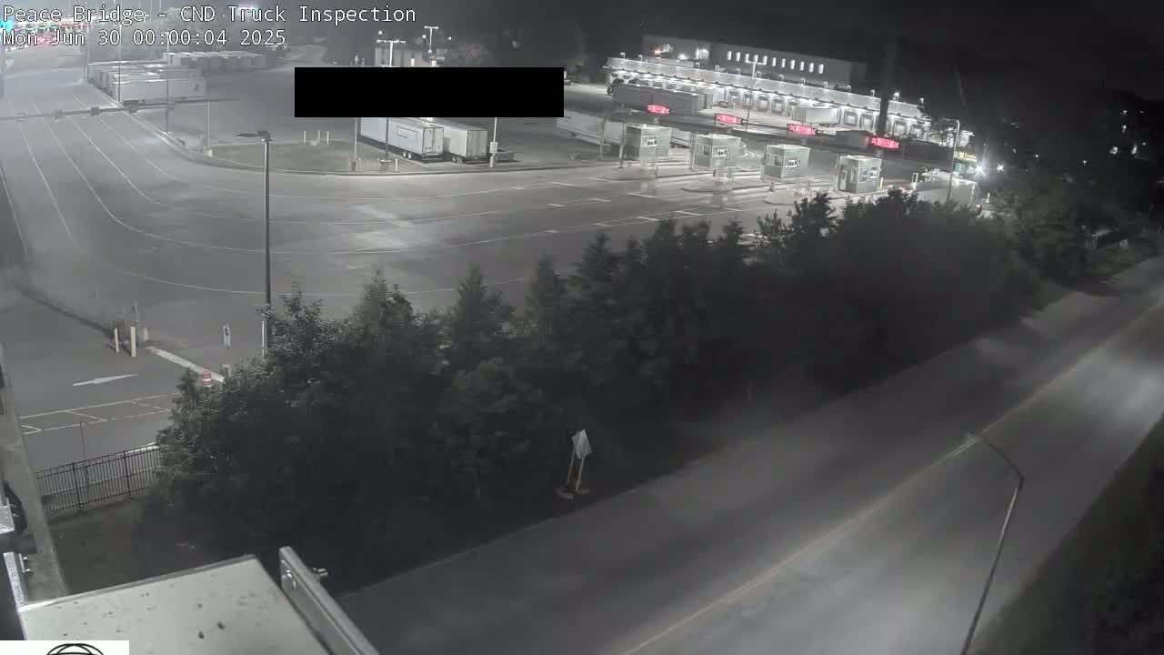 Fort Erie, Peace Bridge Canada Bound Truck Border Crossing Check Toll Booth Live Cam -Fort Erie, Niagara, Ontario, Canada