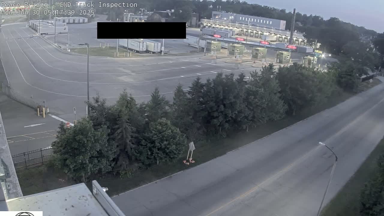 Fort Erie, Peace Bridge Canada Bound Truck Border Crossing Check Toll Booth Live Cam -Fort Erie, Niagara, Ontario, Canada