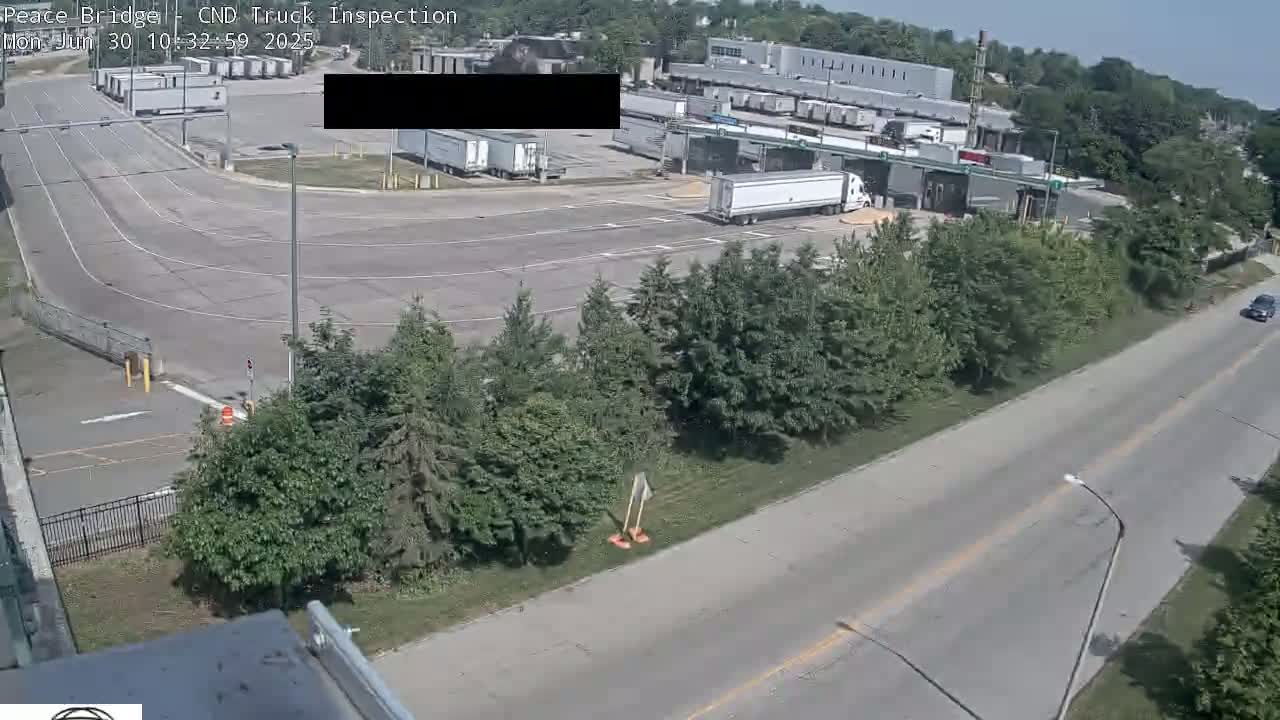 Fort Erie, Peace Bridge Canada Bound Truck Border Crossing Check Toll Booth Live Cam -Fort Erie, Niagara, Ontario, Canada
