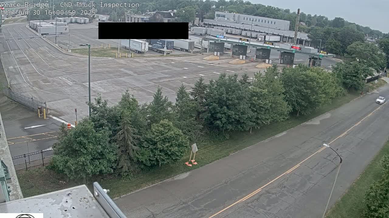 Fort Erie, Peace Bridge Canada Bound Truck Border Crossing Check Toll Booth Live Cam -Fort Erie, Niagara, Ontario, Canada