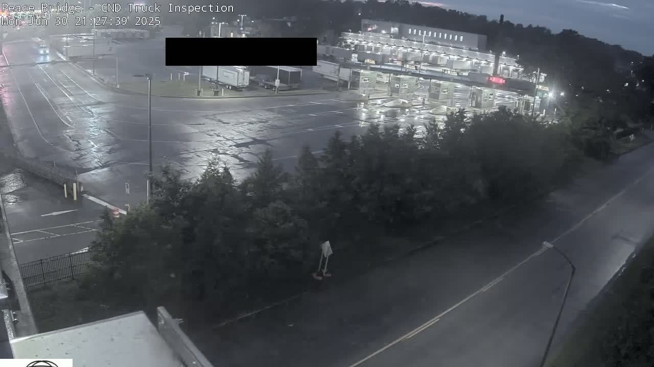 Fort Erie, Peace Bridge Canada Bound Truck Border Crossing Check Toll Booth Live Cam -Fort Erie, Niagara, Ontario, Canada