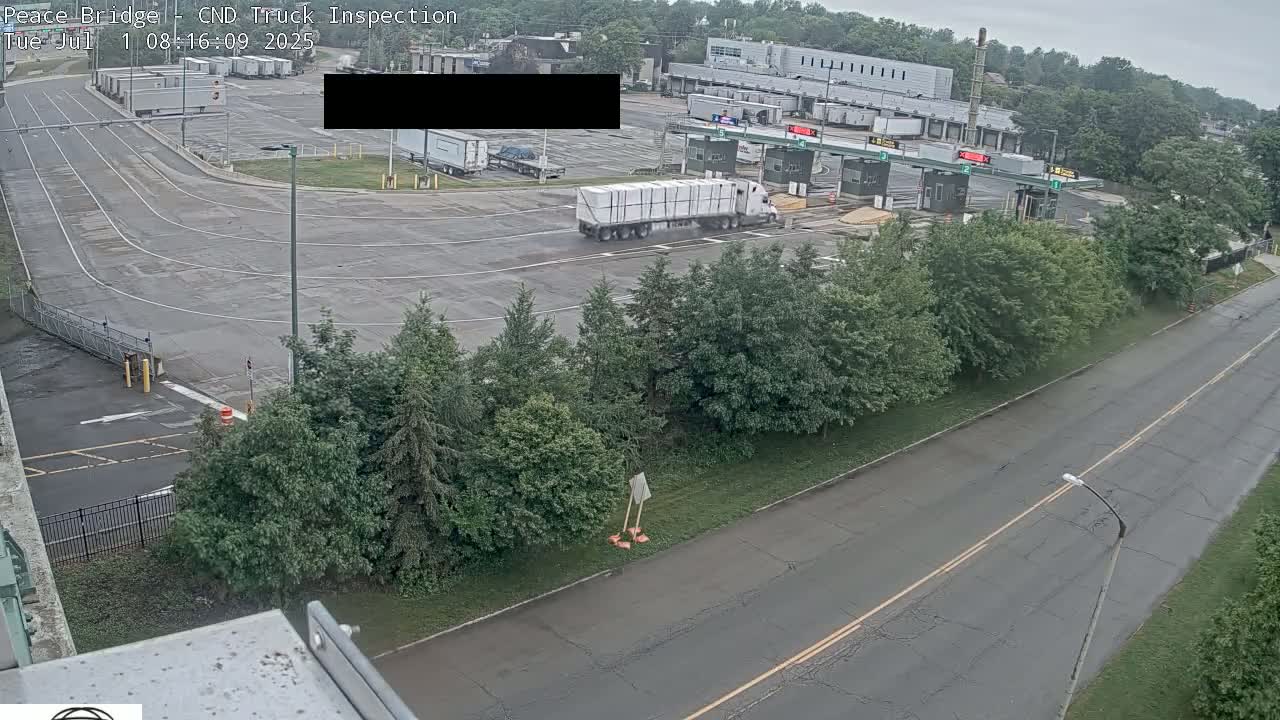 Fort Erie, Peace Bridge Canada Bound Truck Border Crossing Check Toll Booth Live Cam -Fort Erie, Niagara, Ontario, Canada