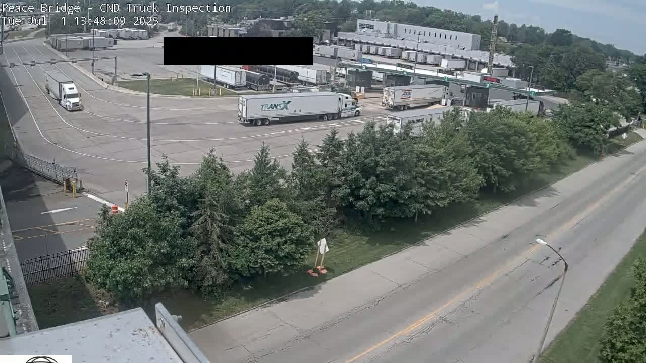 Fort Erie, Peace Bridge Canada Bound Truck Border Crossing Check Toll Booth Live Cam -Fort Erie, Niagara, Ontario, Canada