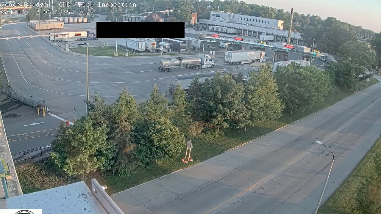 Fort Erie, Peace Bridge Canada Bound Truck Border Crossing Check Toll Booth Live Cam -Fort Erie, Niagara, Ontario, Canada