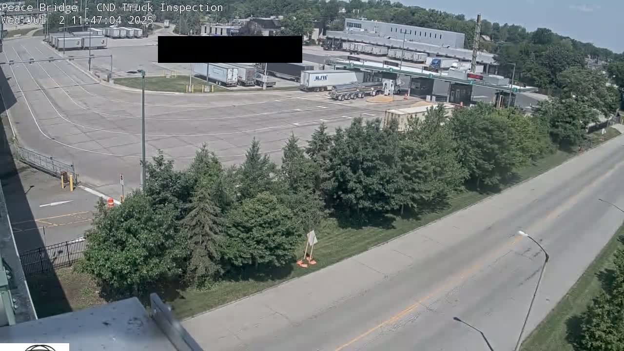 Fort Erie, Peace Bridge Canada Bound Truck Border Crossing Check Toll Booth Live Cam -Fort Erie, Niagara, Ontario, Canada