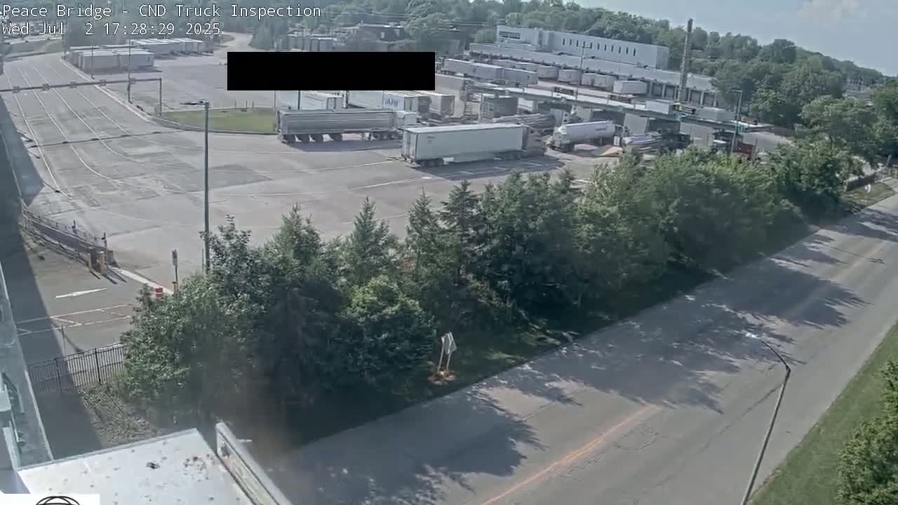 Fort Erie, Peace Bridge Canada Bound Truck Border Crossing Check Toll Booth Live Cam -Fort Erie, Niagara, Ontario, Canada