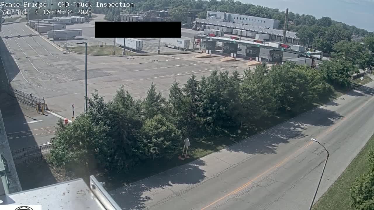 Fort Erie, Peace Bridge Canada Bound Truck Border Crossing Check Toll Booth Live Cam -Fort Erie, Niagara, Ontario, Canada
