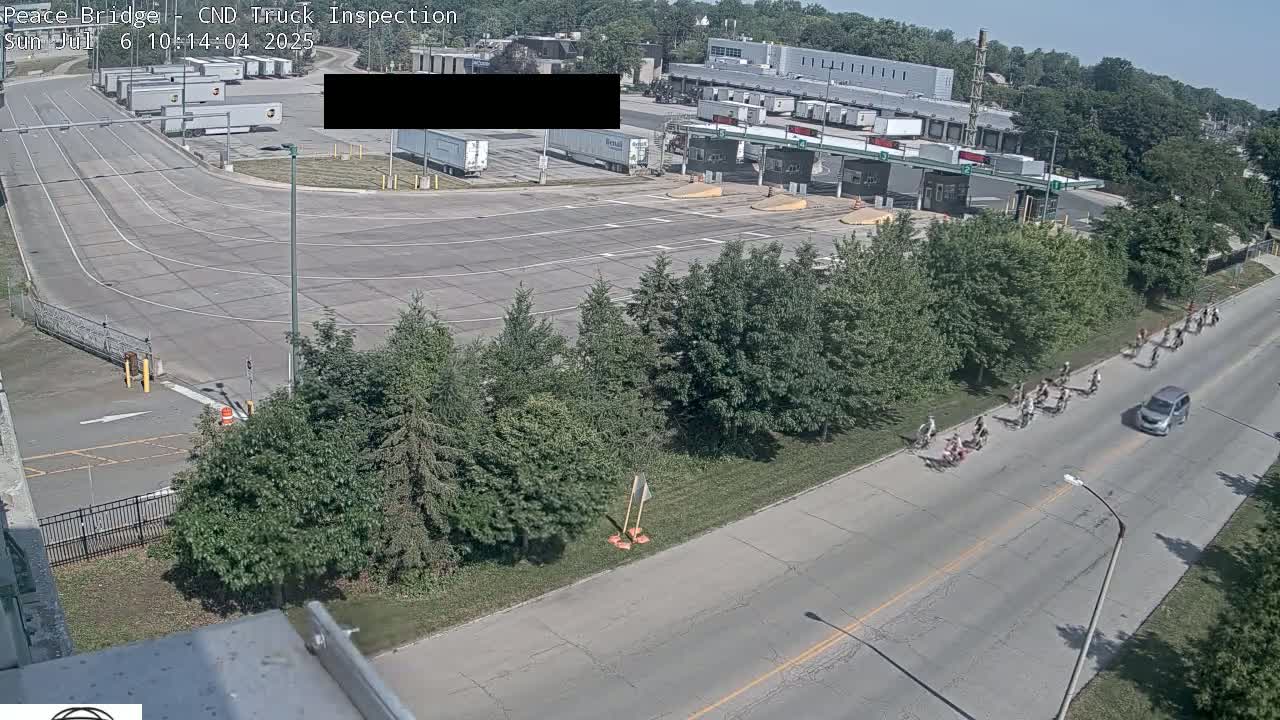 Fort Erie, Peace Bridge Canada Bound Truck Border Crossing Check Toll Booth Live Cam -Fort Erie, Niagara, Ontario, Canada