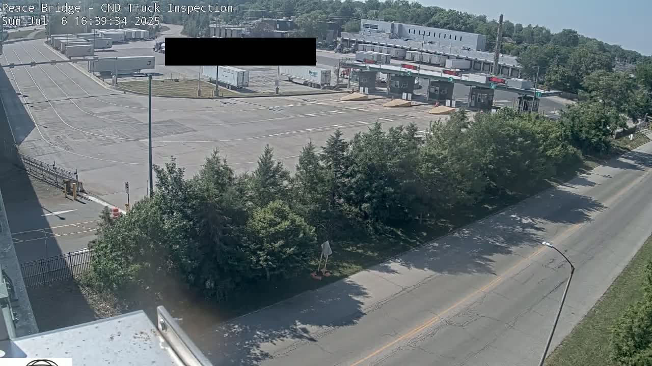Fort Erie, Peace Bridge Canada Bound Truck Border Crossing Check Toll Booth Live Cam -Fort Erie, Niagara, Ontario, Canada