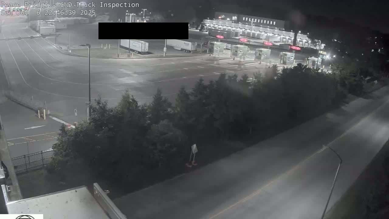 Fort Erie, Peace Bridge Canada Bound Truck Border Crossing Check Toll Booth Live Cam -Fort Erie, Niagara, Ontario, Canada