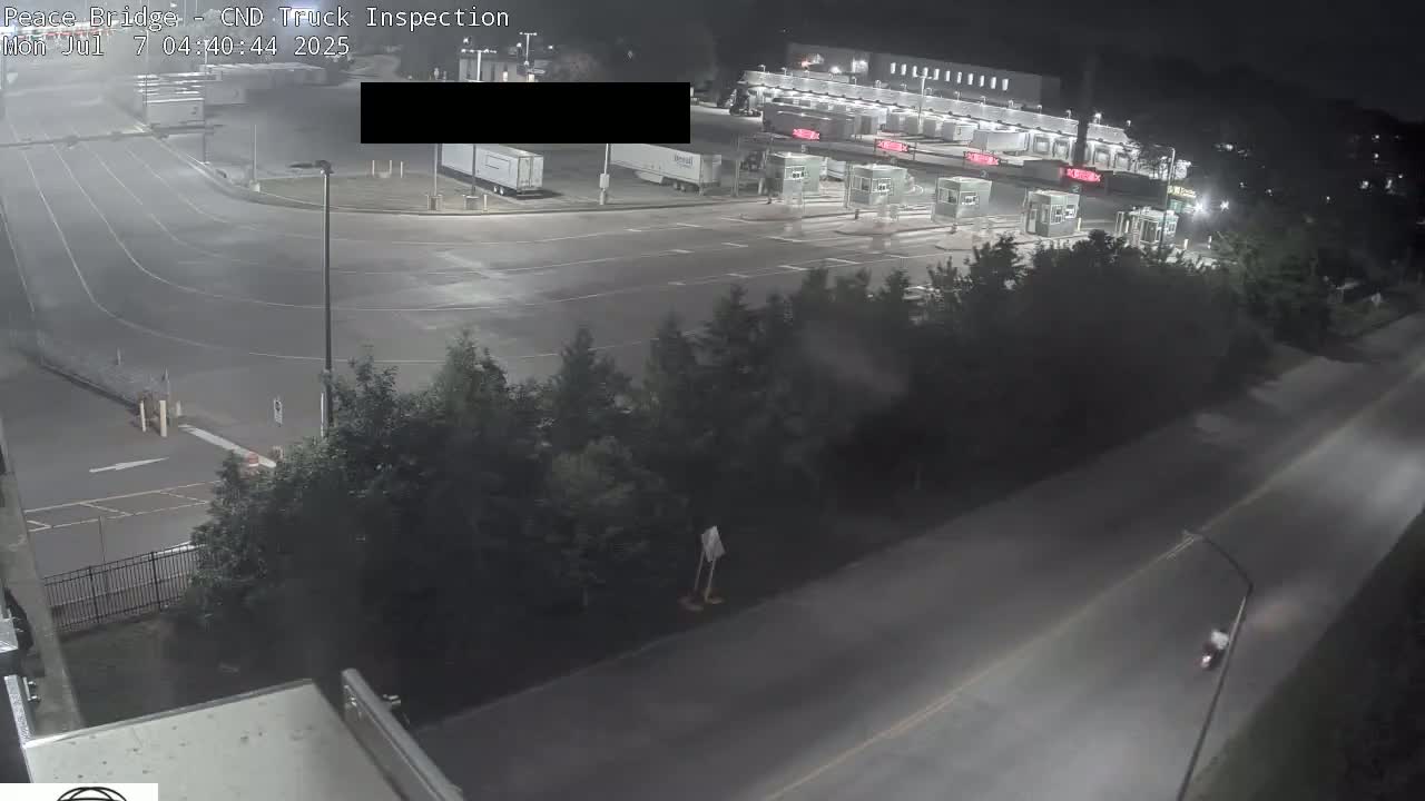 Fort Erie, Peace Bridge Canada Bound Truck Border Crossing Check Toll Booth Live Cam -Fort Erie, Niagara, Ontario, Canada