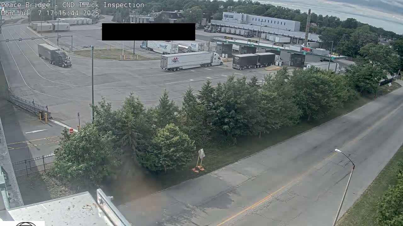 Fort Erie, Peace Bridge Canada Bound Truck Border Crossing Check Toll Booth Live Cam -Fort Erie, Niagara, Ontario, Canada