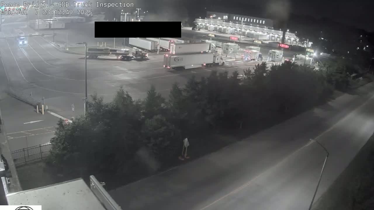 Fort Erie, Peace Bridge Canada Bound Truck Border Crossing Check Toll Booth Live Cam -Fort Erie, Niagara, Ontario, Canada
