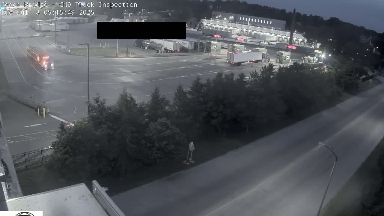 Fort Erie, Peace Bridge Canada Bound Truck Border Crossing Check Toll Booth Live Cam -Fort Erie, Niagara, Ontario, Canada