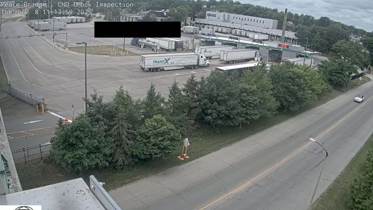 Fort Erie, Peace Bridge Canada Bound Truck Border Crossing Check Toll Booth Live Cam -Fort Erie, Niagara, Ontario, Canada