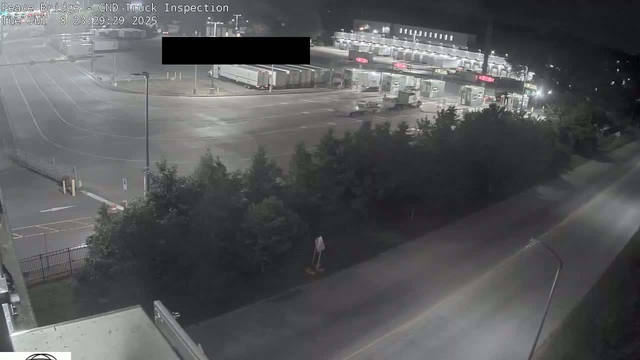 Fort Erie, Peace Bridge Canada Bound Truck Border Crossing Check Toll Booth Live Cam -Fort Erie, Niagara, Ontario, Canada