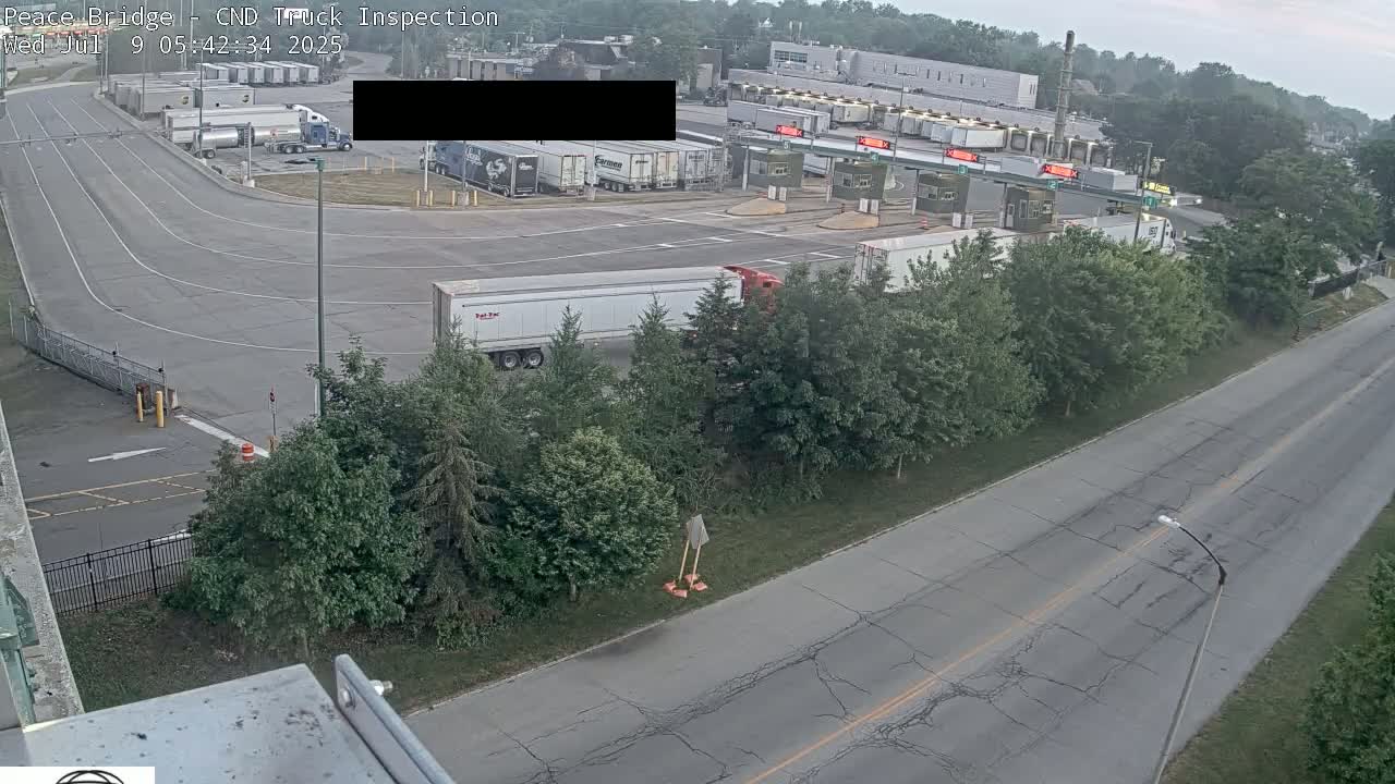 Fort Erie, Peace Bridge Canada Bound Truck Border Crossing Check Toll Booth Live Cam -Fort Erie, Niagara, Ontario, Canada