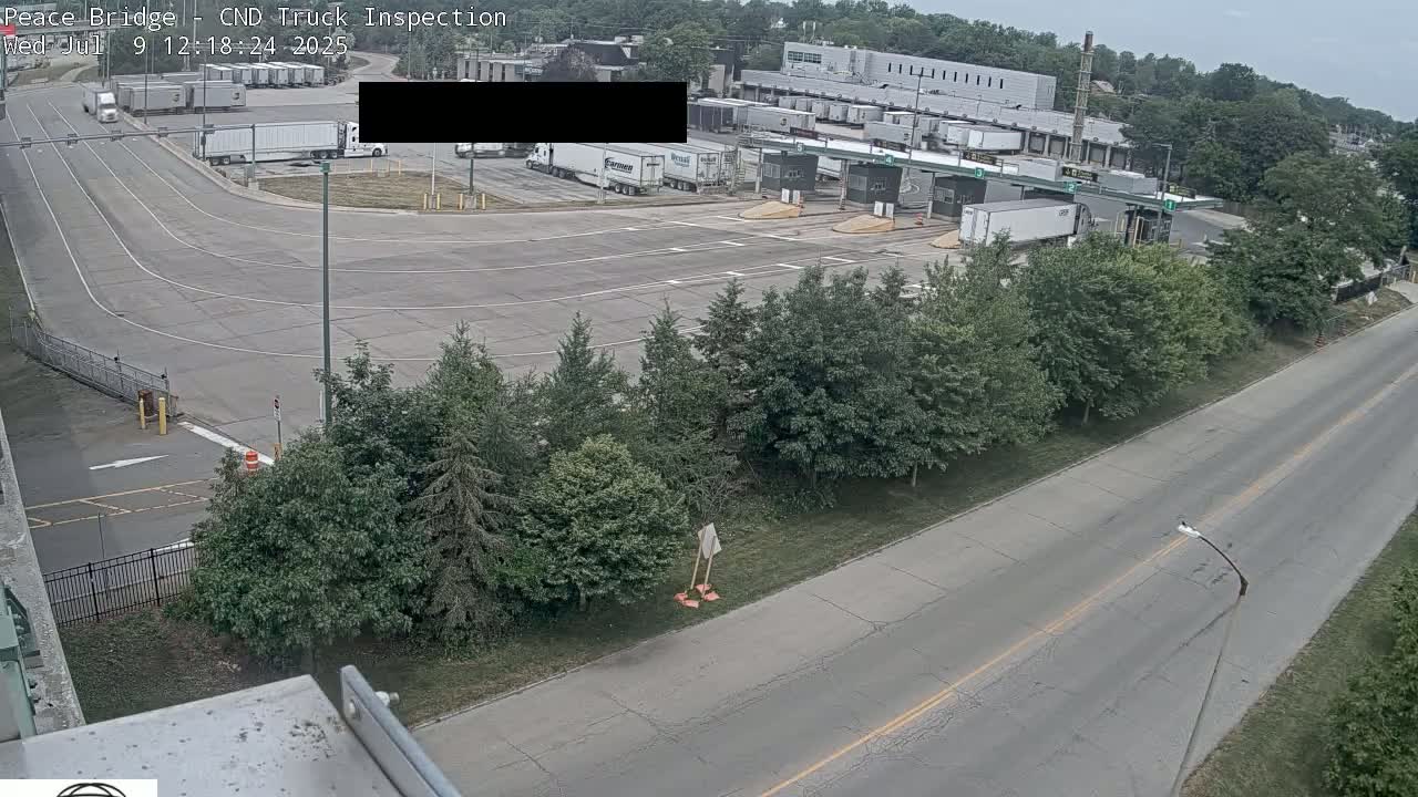 Fort Erie, Peace Bridge Canada Bound Truck Border Crossing Check Toll Booth Live Cam -Fort Erie, Niagara, Ontario, Canada