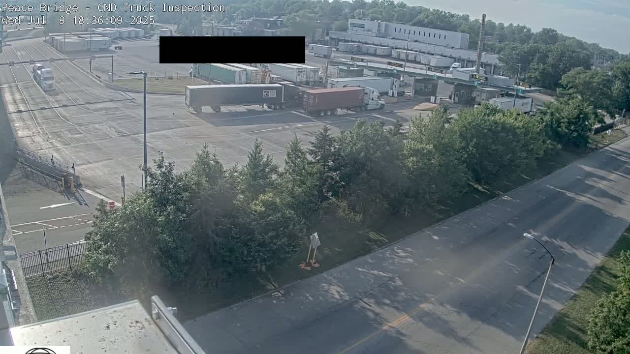 Fort Erie, Peace Bridge Canada Bound Truck Border Crossing Check Toll Booth Live Cam -Fort Erie, Niagara, Ontario, Canada