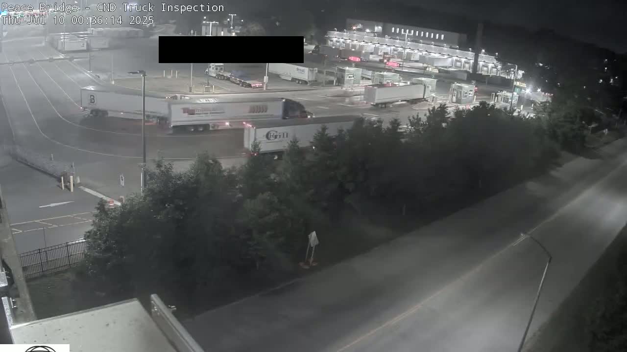 Fort Erie, Peace Bridge Canada Bound Truck Border Crossing Check Toll Booth Live Cam -Fort Erie, Niagara, Ontario, Canada