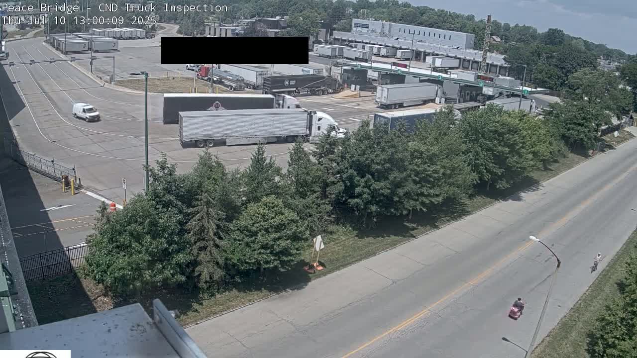 Fort Erie, Peace Bridge Canada Bound Truck Border Crossing Check Toll Booth Live Cam -Fort Erie, Niagara, Ontario, Canada