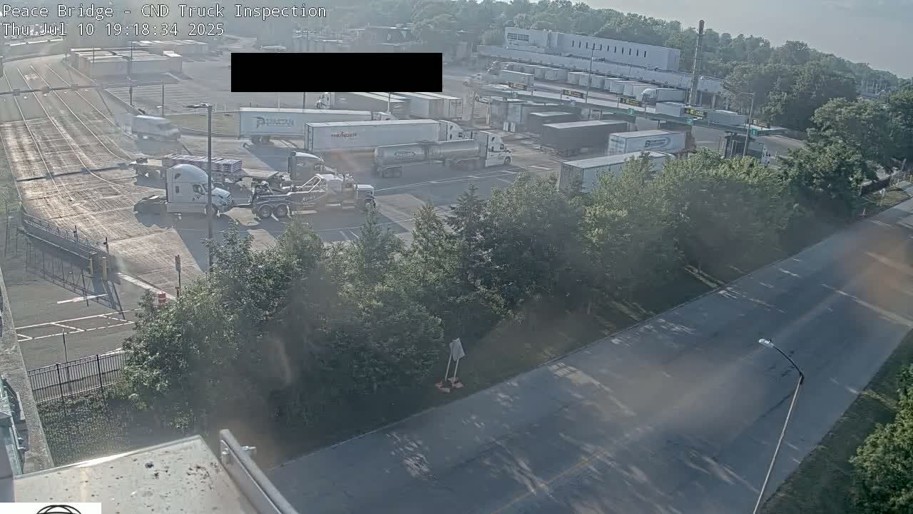 Fort Erie, Peace Bridge Canada Bound Truck Border Crossing Check Toll Booth Live Cam -Fort Erie, Niagara, Ontario, Canada