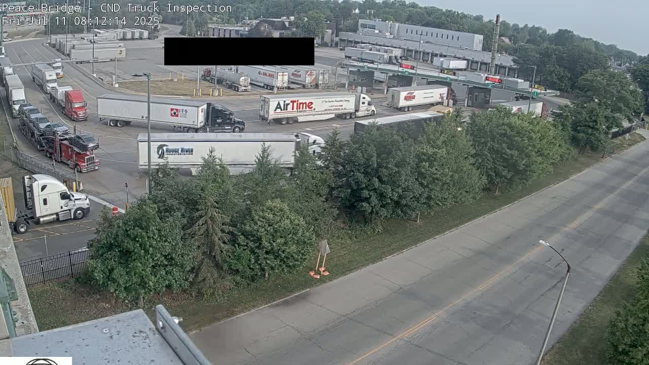 Fort Erie, Peace Bridge Canada Bound Truck Border Crossing Check Toll Booth Live Cam -Fort Erie, Niagara, Ontario, Canada