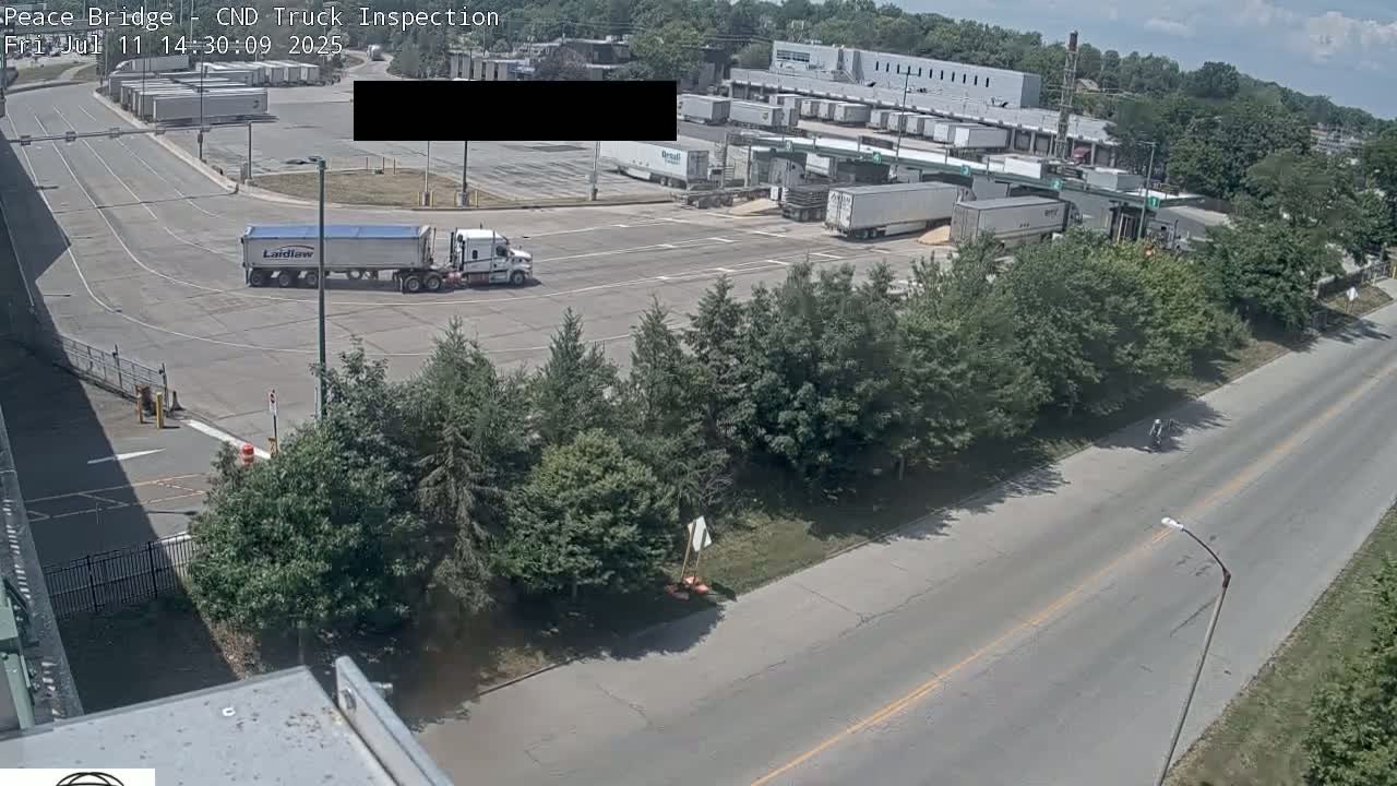 Fort Erie, Peace Bridge Canada Bound Truck Border Crossing Check Toll Booth Live Cam -Fort Erie, Niagara, Ontario, Canada