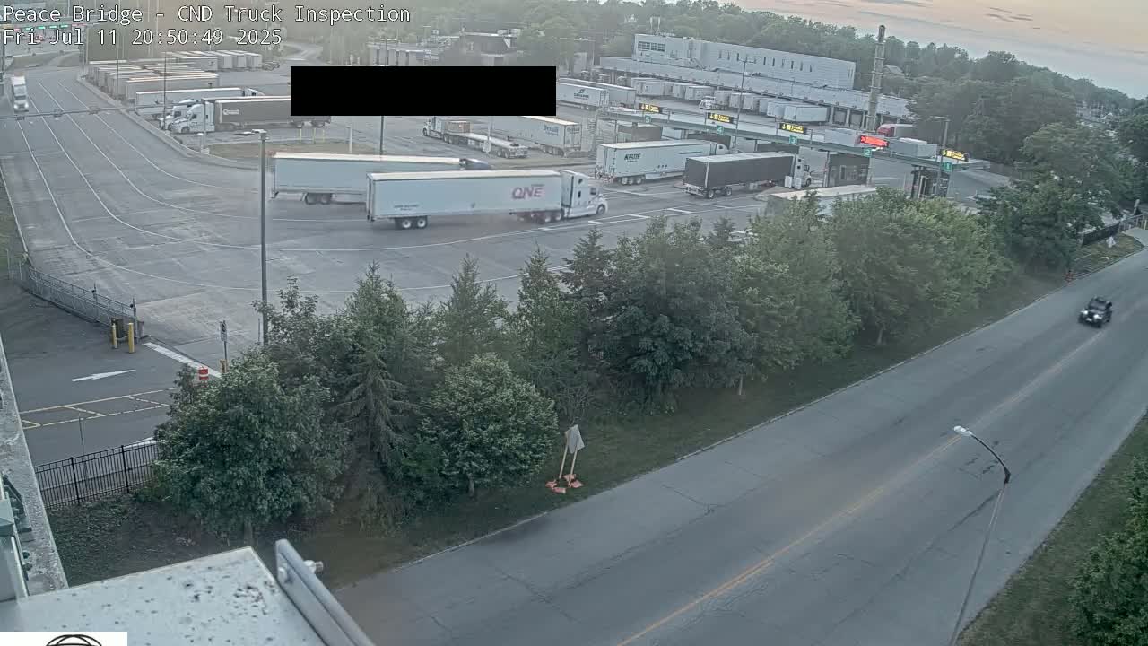 Fort Erie, Peace Bridge Canada Bound Truck Border Crossing Check Toll Booth Live Cam -Fort Erie, Niagara, Ontario, Canada