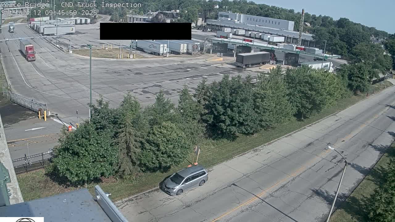 Fort Erie, Peace Bridge Canada Bound Truck Border Crossing Check Toll Booth Live Cam -Fort Erie, Niagara, Ontario, Canada