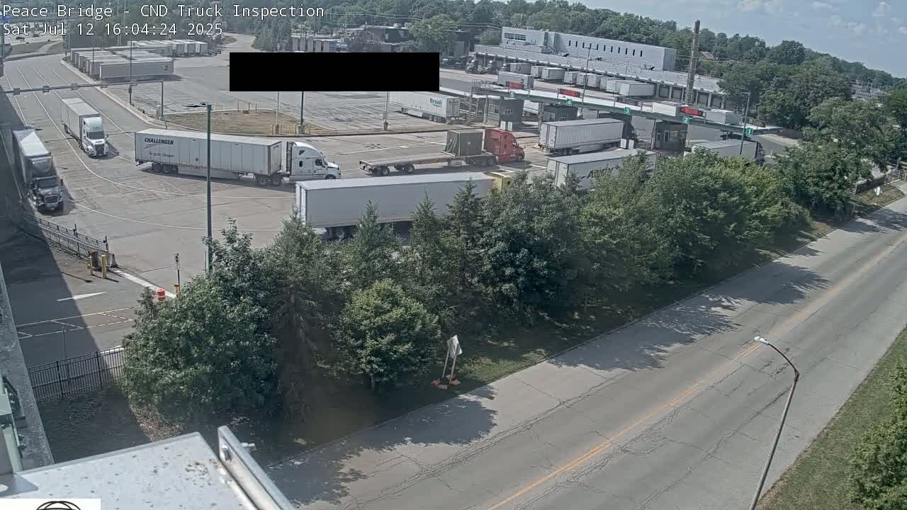 Fort Erie, Peace Bridge Canada Bound Truck Border Crossing Check Toll Booth Live Cam -Fort Erie, Niagara, Ontario, Canada