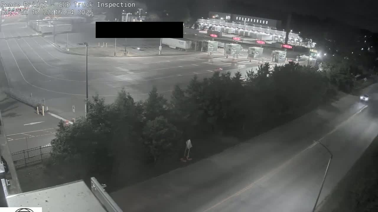 Fort Erie, Peace Bridge Canada Bound Truck Border Crossing Check Toll Booth Live Cam -Fort Erie, Niagara, Ontario, Canada