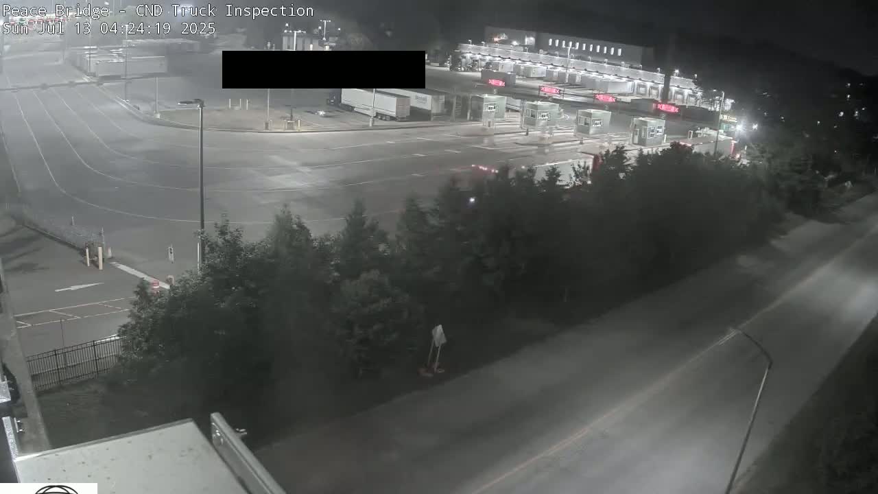 Fort Erie, Peace Bridge Canada Bound Truck Border Crossing Check Toll Booth Live Cam -Fort Erie, Niagara, Ontario, Canada