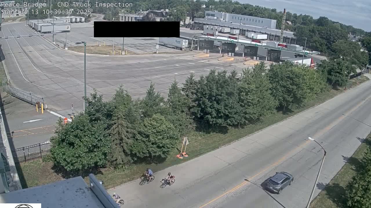 Fort Erie, Peace Bridge Canada Bound Truck Border Crossing Check Toll Booth Live Cam -Fort Erie, Niagara, Ontario, Canada