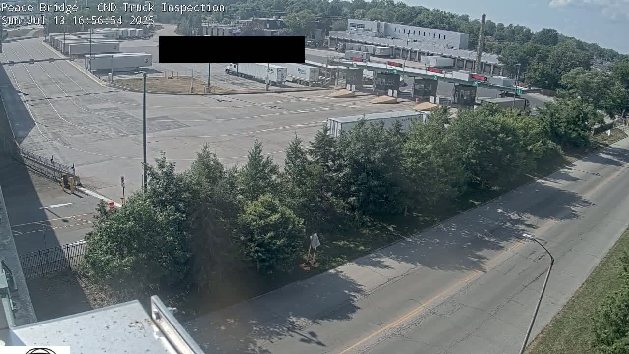 Fort Erie, Peace Bridge Canada Bound Truck Border Crossing Check Toll Booth Live Cam -Fort Erie, Niagara, Ontario, Canada