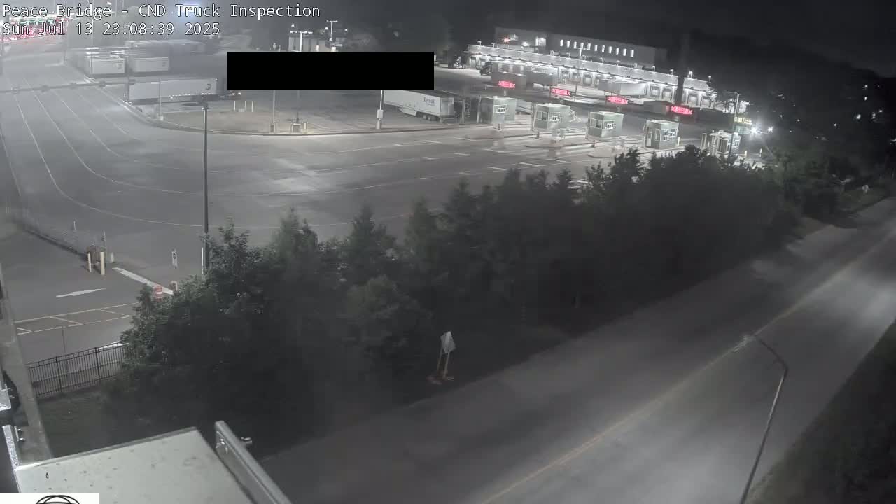 Fort Erie, Peace Bridge Canada Bound Truck Border Crossing Check Toll Booth Live Cam -Fort Erie, Niagara, Ontario, Canada