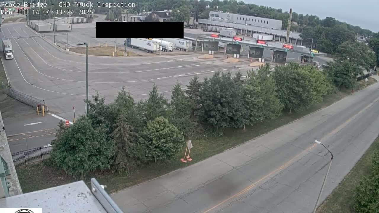 Fort Erie, Peace Bridge Canada Bound Truck Border Crossing Check Toll Booth Live Cam -Fort Erie, Niagara, Ontario, Canada