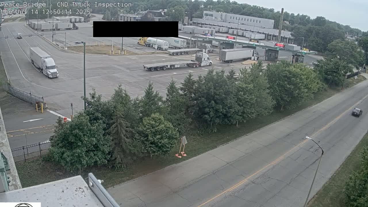 Fort Erie, Peace Bridge Canada Bound Truck Border Crossing Check Toll Booth Live Cam -Fort Erie, Niagara, Ontario, Canada