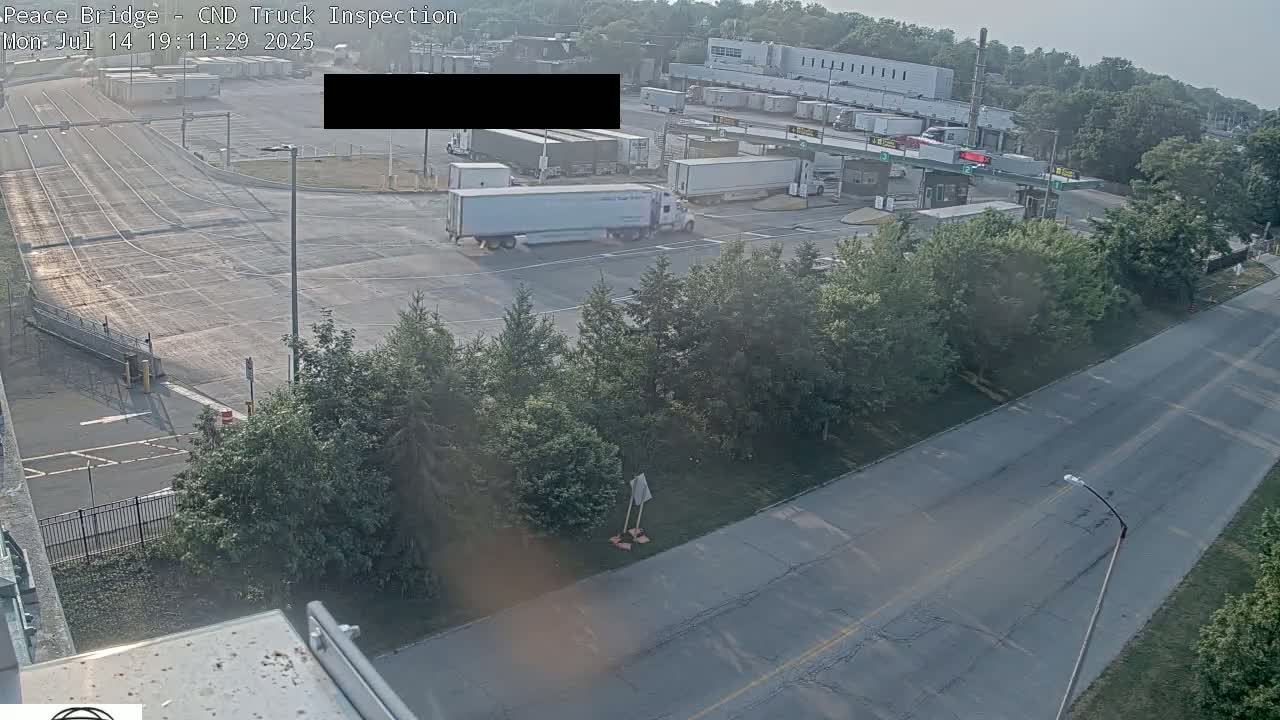 Fort Erie, Peace Bridge Canada Bound Truck Border Crossing Check Toll Booth Live Cam -Fort Erie, Niagara, Ontario, Canada