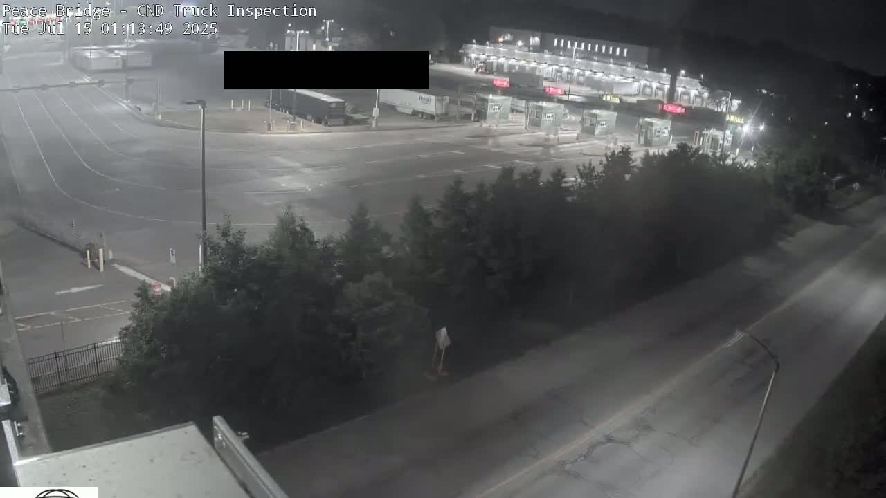 Fort Erie, Peace Bridge Canada Bound Truck Border Crossing Check Toll Booth Live Cam -Fort Erie, Niagara, Ontario, Canada