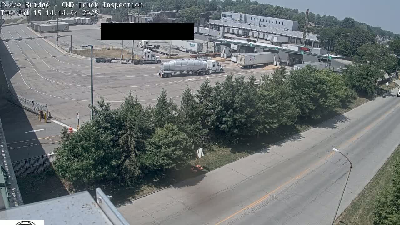 Fort Erie, Peace Bridge Canada Bound Truck Border Crossing Check Toll Booth Live Cam -Fort Erie, Niagara, Ontario, Canada