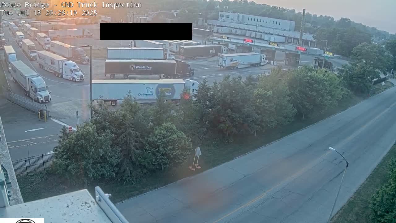 Fort Erie, Peace Bridge Canada Bound Truck Border Crossing Check Toll Booth Live Cam -Fort Erie, Niagara, Ontario, Canada