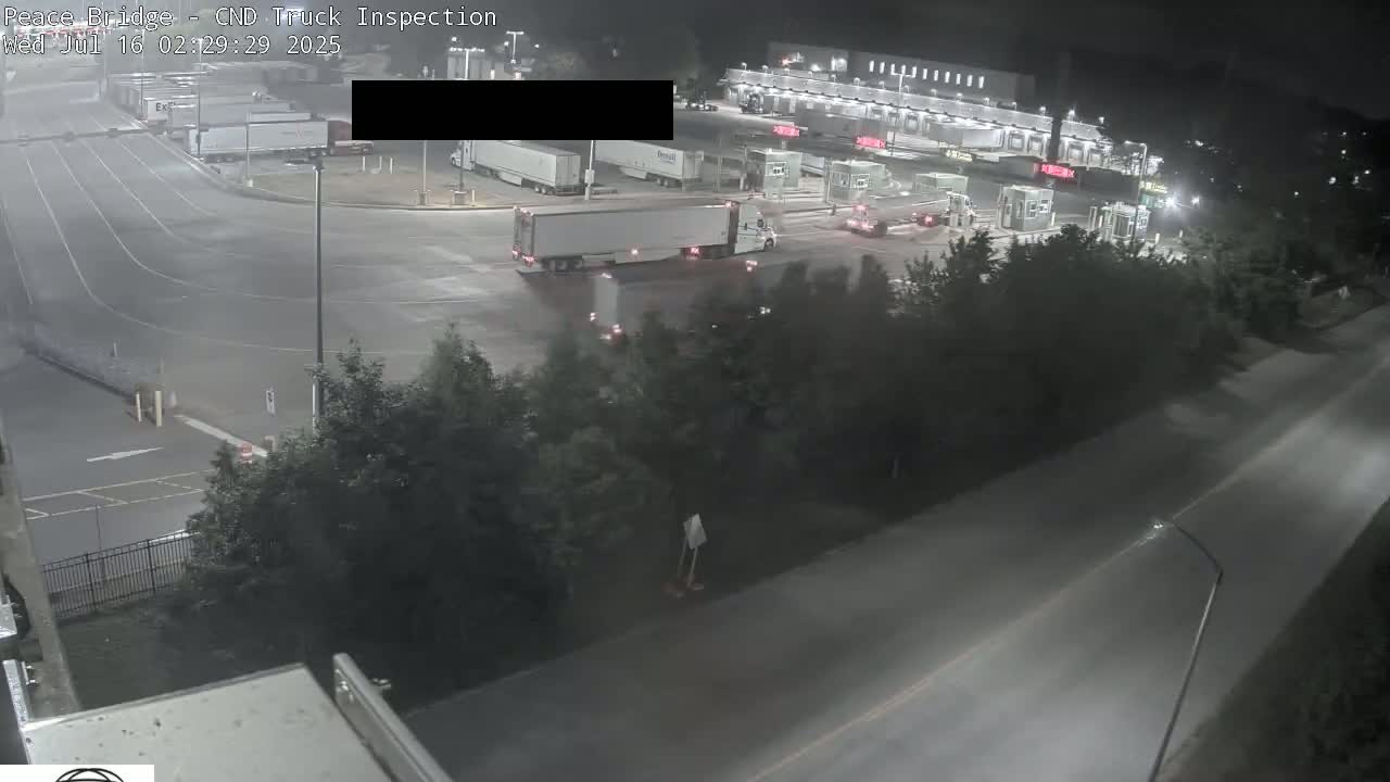 Fort Erie, Peace Bridge Canada Bound Truck Border Crossing Check Toll Booth Live Cam -Fort Erie, Niagara, Ontario, Canada