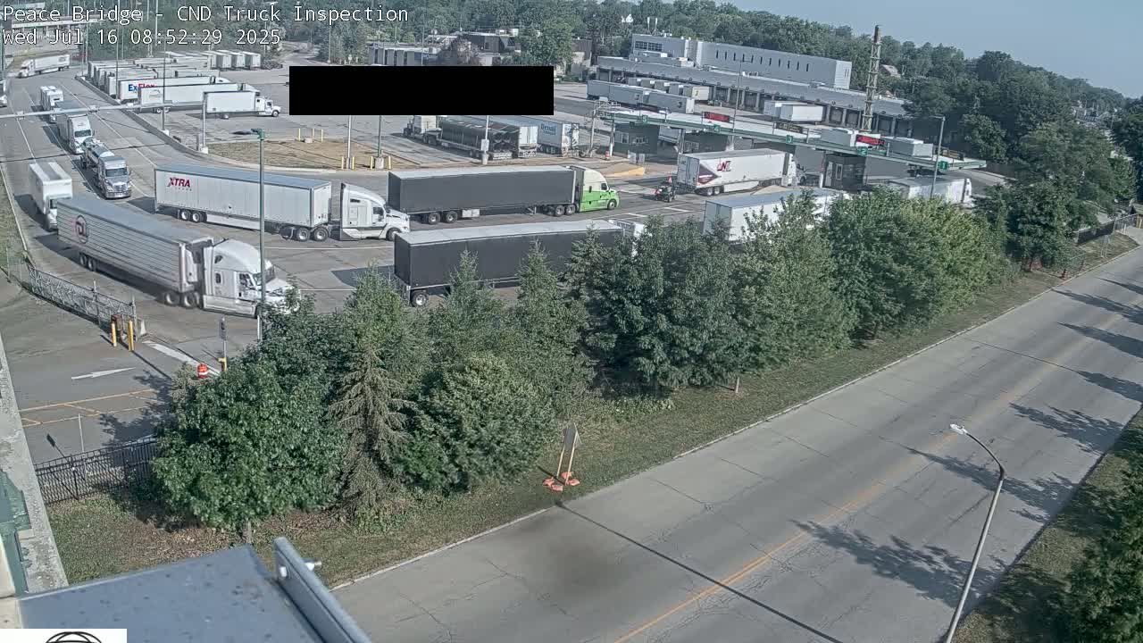 Fort Erie, Peace Bridge Canada Bound Truck Border Crossing Check Toll Booth Live Cam -Fort Erie, Niagara, Ontario, Canada