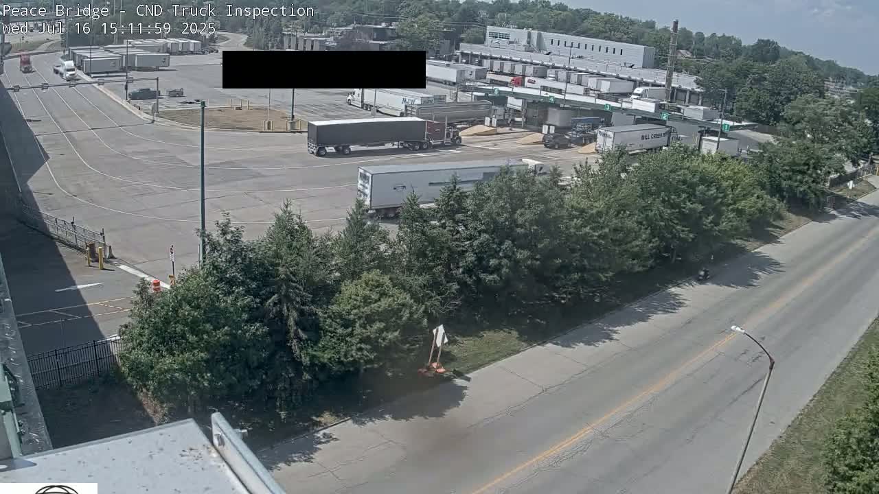 Fort Erie, Peace Bridge Canada Bound Truck Border Crossing Check Toll Booth Live Cam -Fort Erie, Niagara, Ontario, Canada