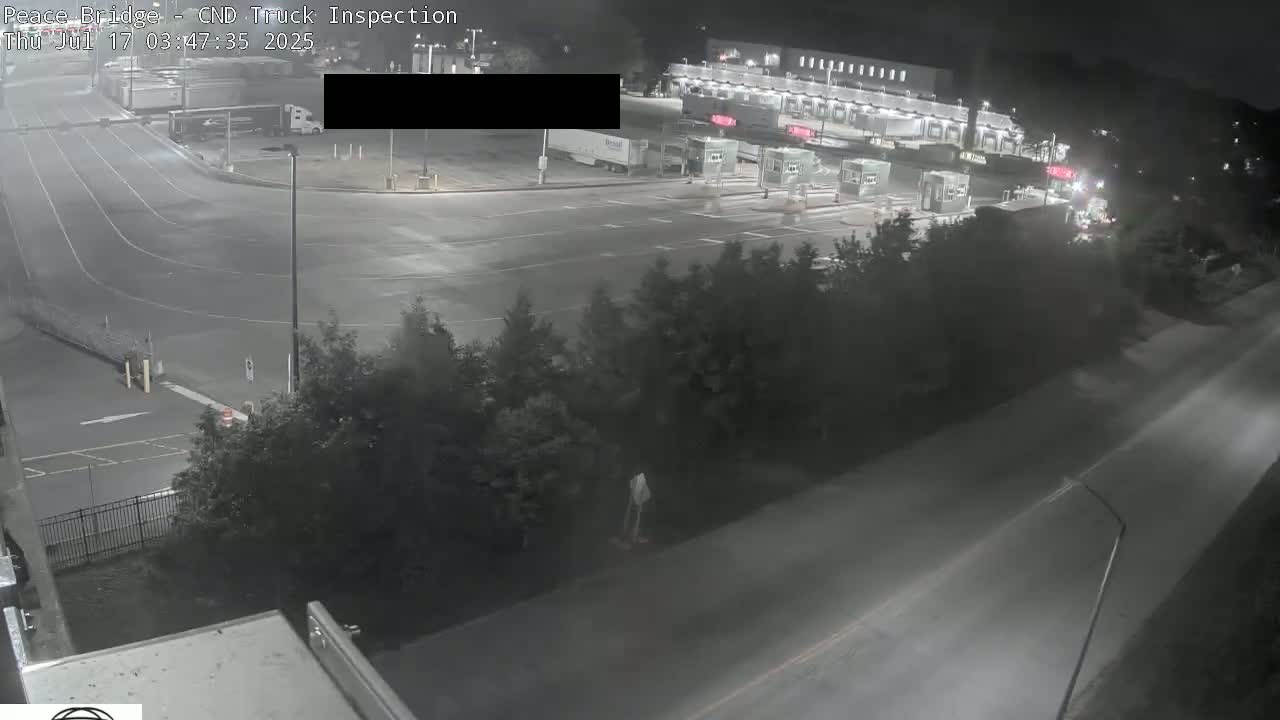 Fort Erie, Peace Bridge Canada Bound Truck Border Crossing Check Toll Booth Live Cam -Fort Erie, Niagara, Ontario, Canada