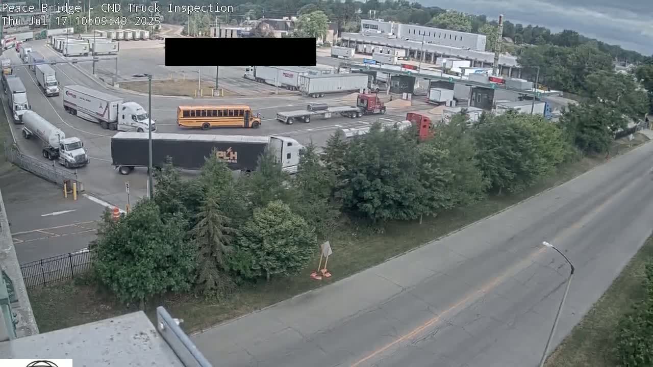 Fort Erie, Peace Bridge Canada Bound Truck Border Crossing Check Toll Booth Live Cam -Fort Erie, Niagara, Ontario, Canada