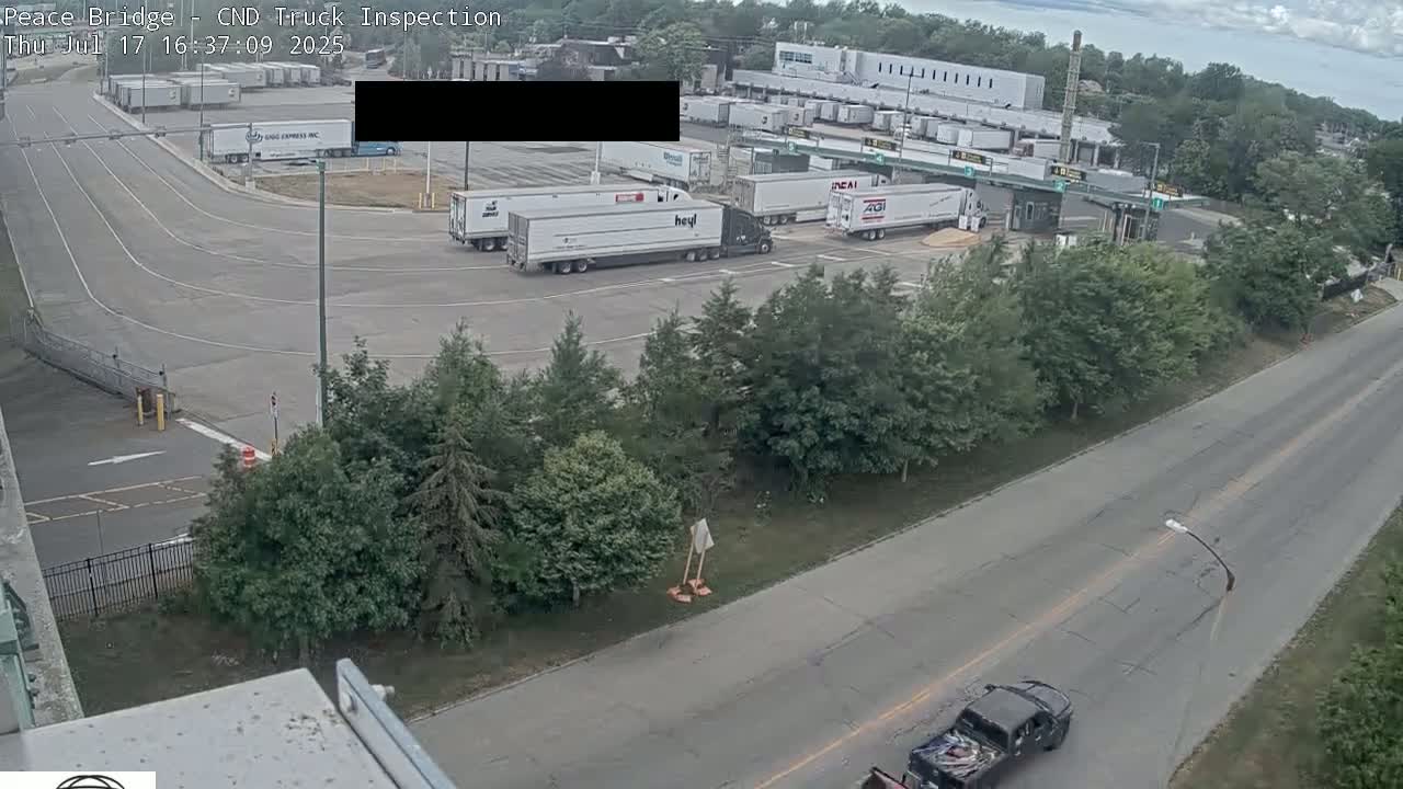 Fort Erie, Peace Bridge Canada Bound Truck Border Crossing Check Toll Booth Live Cam -Fort Erie, Niagara, Ontario, Canada